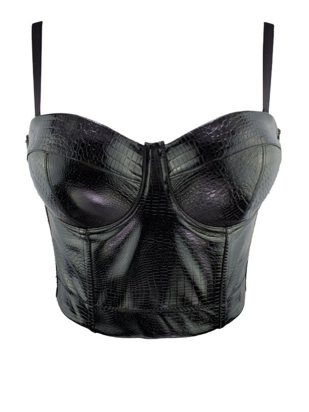 Say What? Black Faux Croc Bustier Top